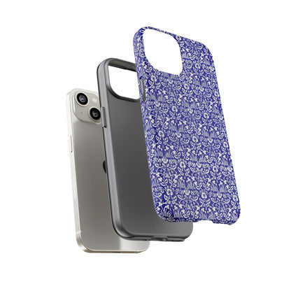 Elegant Floral Phone Case - Tough Cases, Blue Floral Design, Stylish Phone Accessory, Unique Gift, Modern Tech Protection