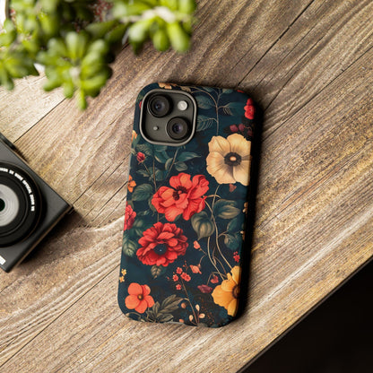 Floral Phone Case, Tough Cases, Flower Motif, Protective Cover, Gift for Her, Floral Design, Spring Accessory