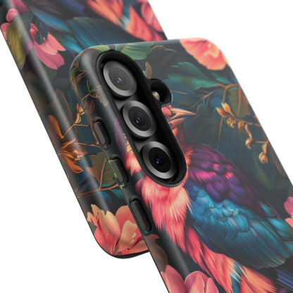 Vibrant Phone Case, Tropical Bird Design, Tough Phone Cover, Floral Tech Accessory, Gift for Nature Lovers