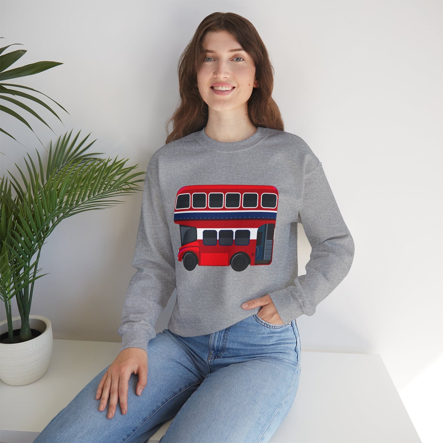 Unisex Heavy Blend™ Crewneck Sweatshirt - The Heart of London - Red Double-Decker Bus
