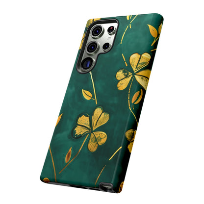 Floral Phone Case with Gold Accents, Tough Phone Cover, Stylish Phone Protector, Unique Gift for Her, Nature Lover Accessory