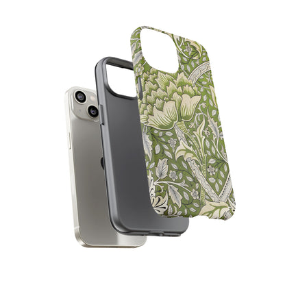 Stylish Phone Case with Floral Design, Durable Protective Cover for iPhone, Unique Gift for Birthdays, Mother's Day, Green Aesthetic