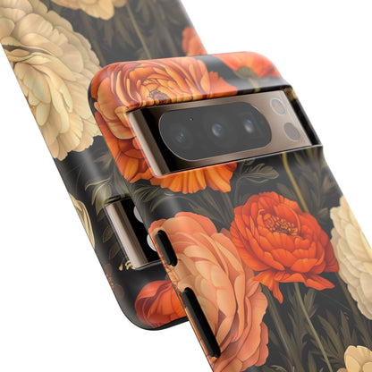 Floral Phone Case with Tough Protection, Blooming Ranunculus Design, Durable Cover, Gift for Flower Lovers, Eco-Friendly Phone Accessory