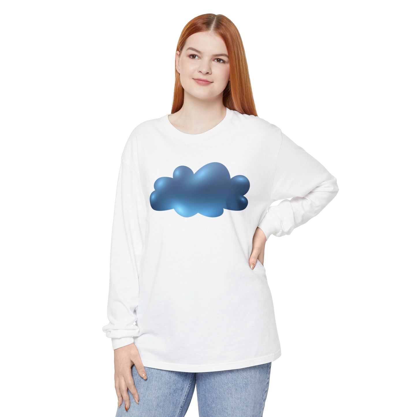 Unisex Garment-dyed Long Sleeve T-Shirt - Serene Cloudscape