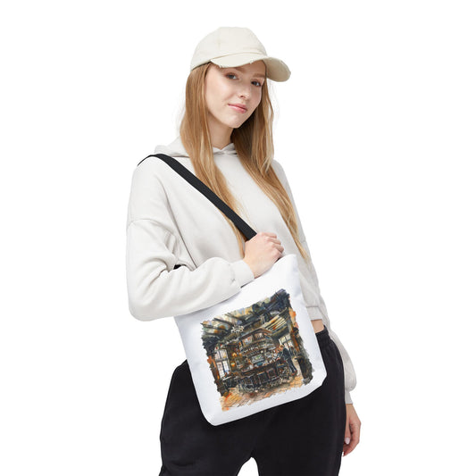 Cozy Coffee Shop Tote Bag | Art Tote for Cafe Lovers, Eco-Friendly Shopping Bag, Stylish Carry-All, Gift for Coffee Enthusiasts