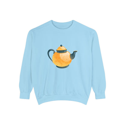 Unisex Garment-Dyed Sweatshirt Trendy - Classic British Tea Kettle