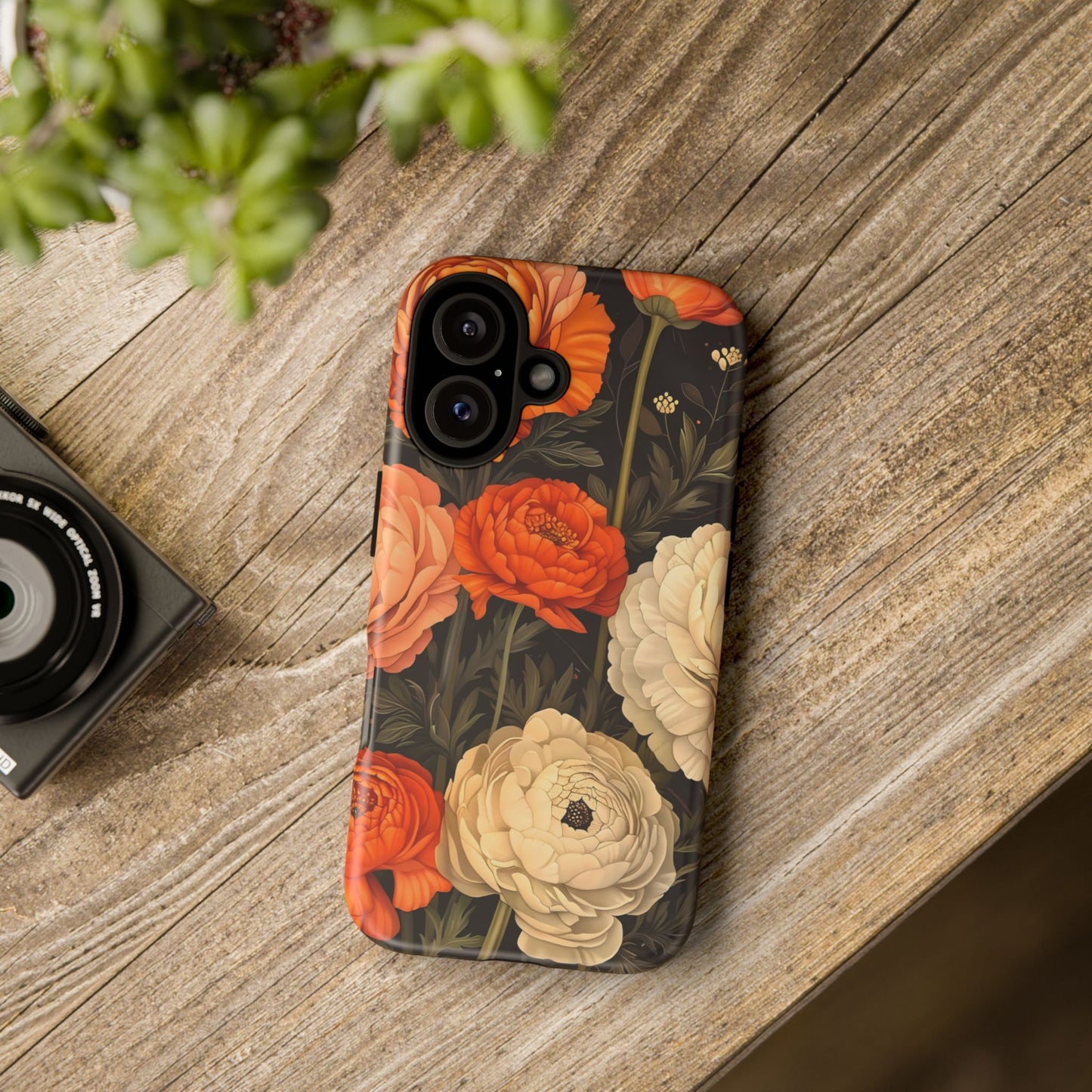 Floral Phone Case with Tough Protection, Blooming Ranunculus Design, Durable Cover, Gift for Flower Lovers, Eco-Friendly Phone Accessory