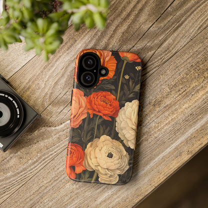 Floral Phone Case with Tough Protection, Blooming Ranunculus Design, Durable Cover, Gift for Flower Lovers, Eco-Friendly Phone Accessory