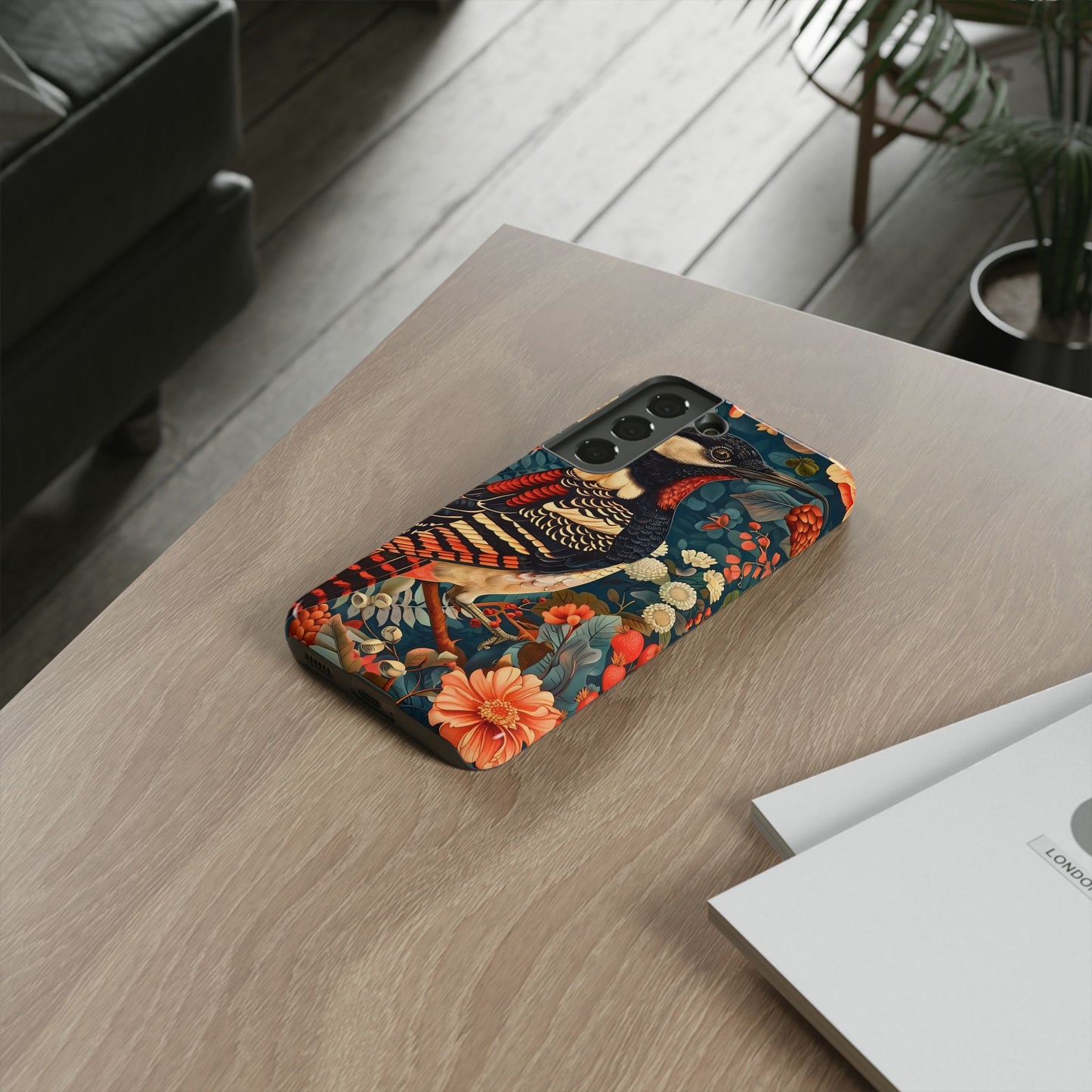 Nature-Inspired Phone Case with Floral Art, Tough Phone Cover, Protective Case, Gift for Nature Lovers, Unique Phone Accessory