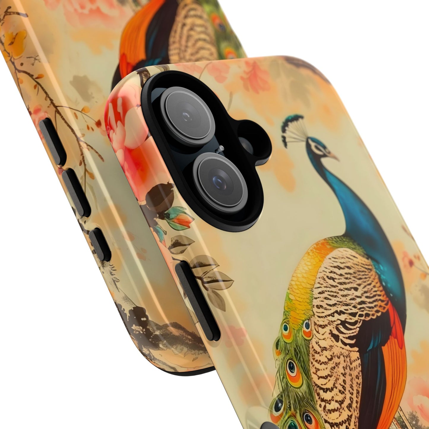 Peacock Phone Case, Tough Phone Cover, Unique Phone Accessory, Floral Design, Gift for Bird Lovers, Spring Decor