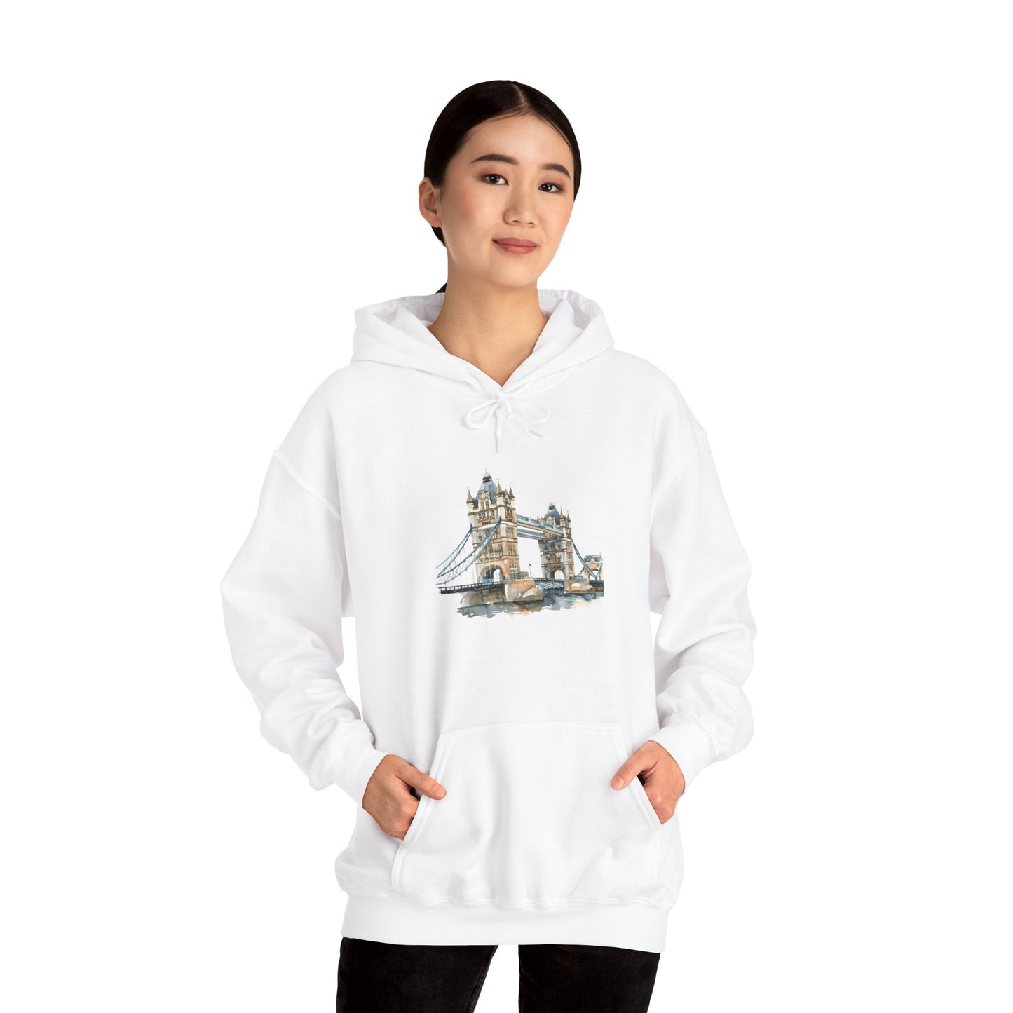Unisex Heavy Blend™ Hooded Sweatshirt - London Bridge - Iconic Landmark and Historical Beauty