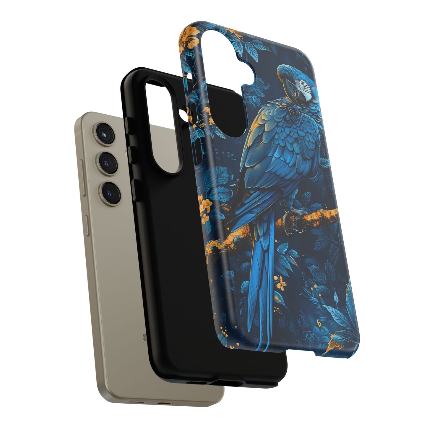 Tough Cases - Vibrant Blue Parrot Phone Case, Tropical Bird Phone Cover, Nature Lover Gift, Eco-Friendly Accessories, Unique Wildlife Decor
