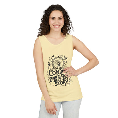 Unisex Garment-Dyed Tank Top - London where every street tells story
