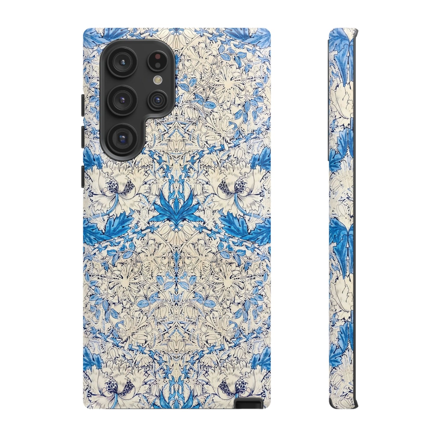 Elegant Floral Phone Case, Tough iPhone Cover, Stylish Mobile Protector, Blue Patterned Case, Unique Gift for Her