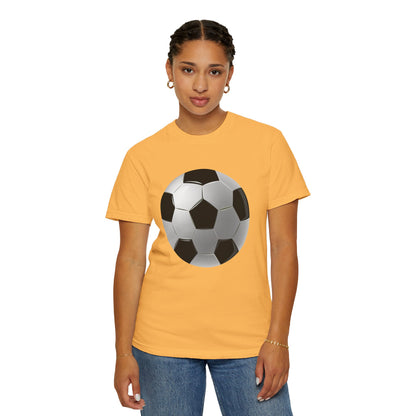 Unisex Garment-Dyed T-shirt - Dynamic Football Design - Sports Passion and Energy
