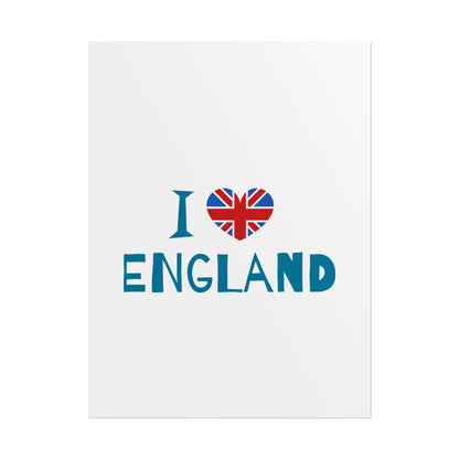 I Love England Rolled Poster - UK Travel Decor, Gift for Britains, Wall Art for Home, London Souvenir, Love England