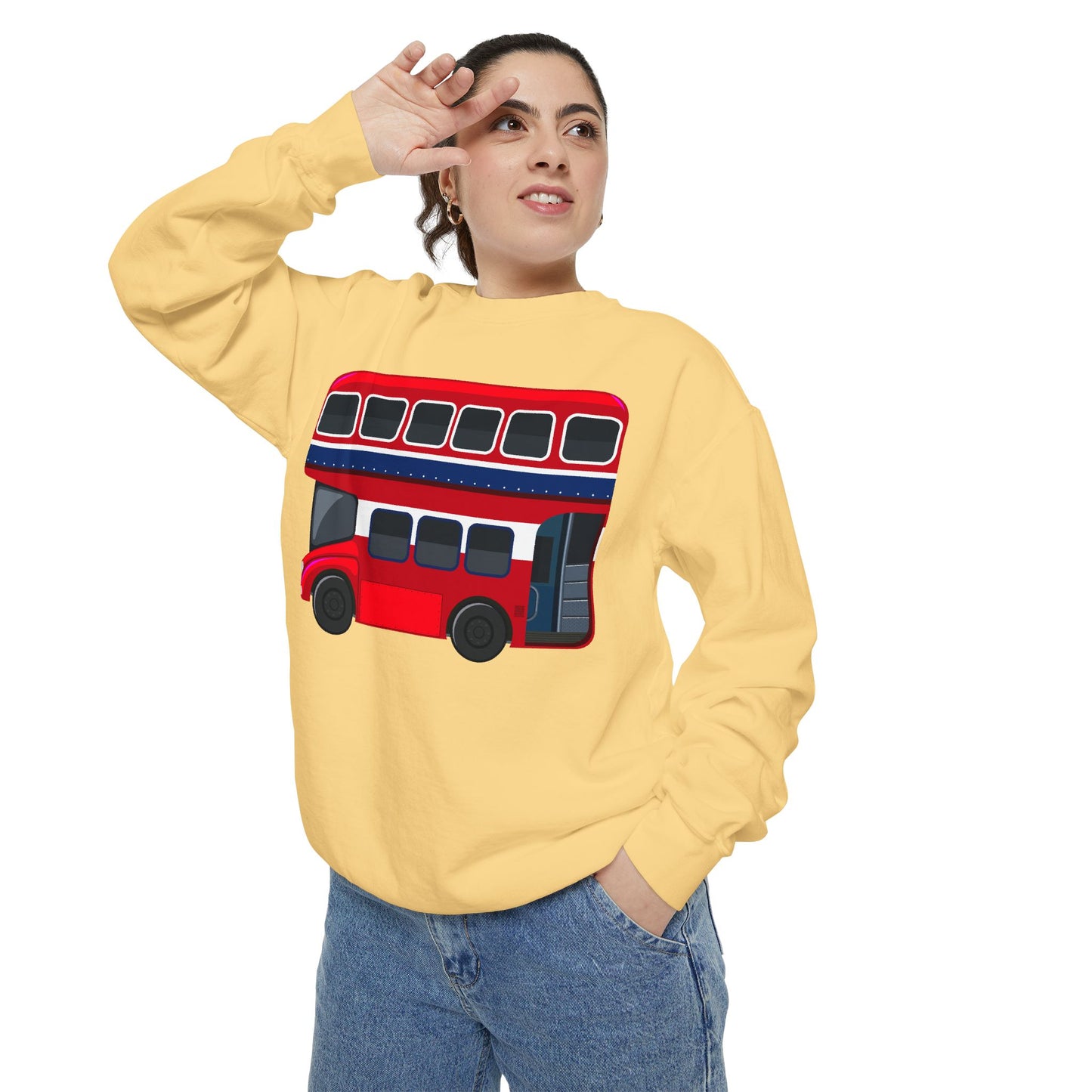 Unisex Garment-Dyed Sweatshirt - Red Routes - Exploring London’s Streets by Bus