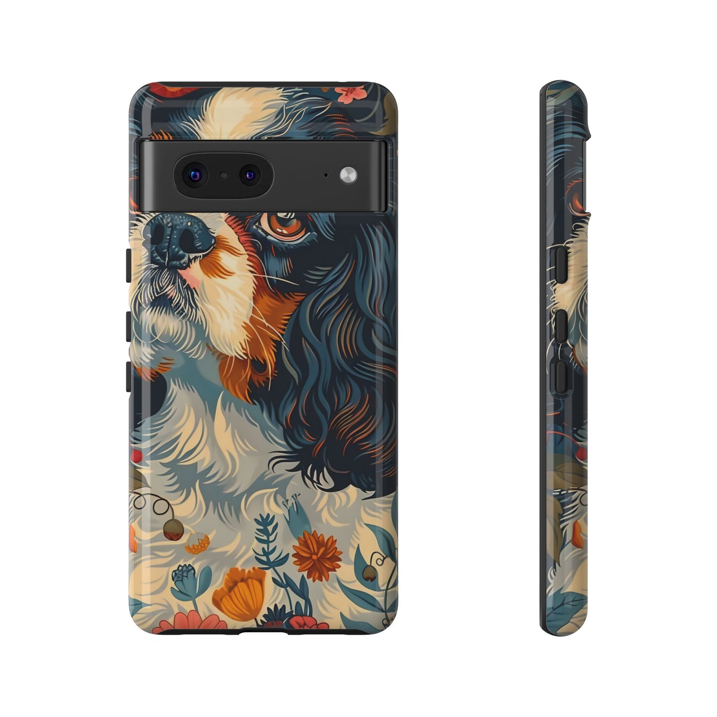 Cavalier King Charles Spaniel Phone Case, Floral Dog Lover Gift, Tough Phone Cover, Pet Owner Accessory, Unique Dog Design