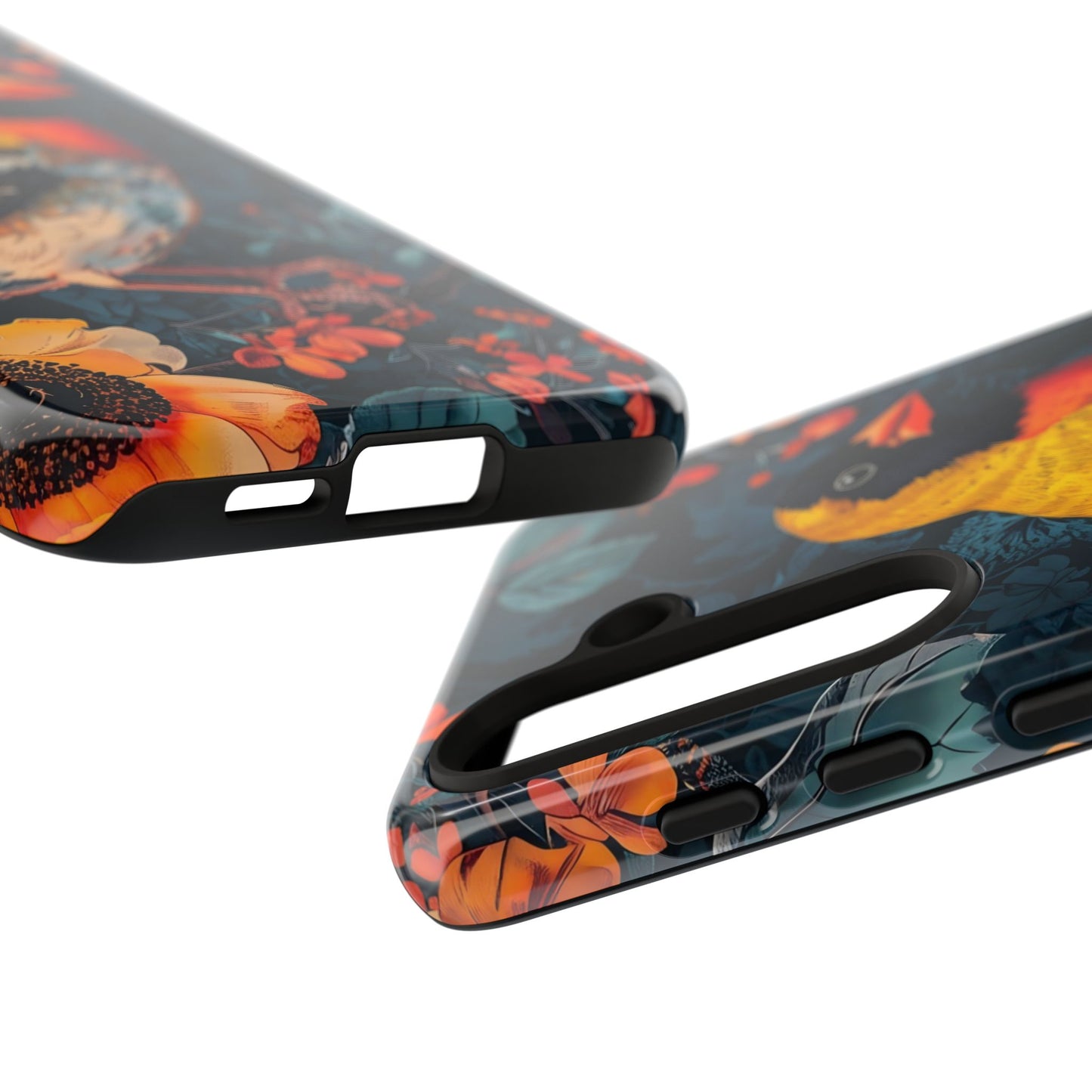 Colorful Bird Phone Case, Floral Phone Cover, Tough Phone Protector, Nature Lover Gift, Botanical Case, Unique Mobile Accessory