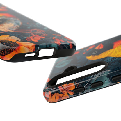 Colorful Bird Phone Case, Floral Phone Cover, Tough Phone Protector, Nature Lover Gift, Botanical Case, Unique Mobile Accessory