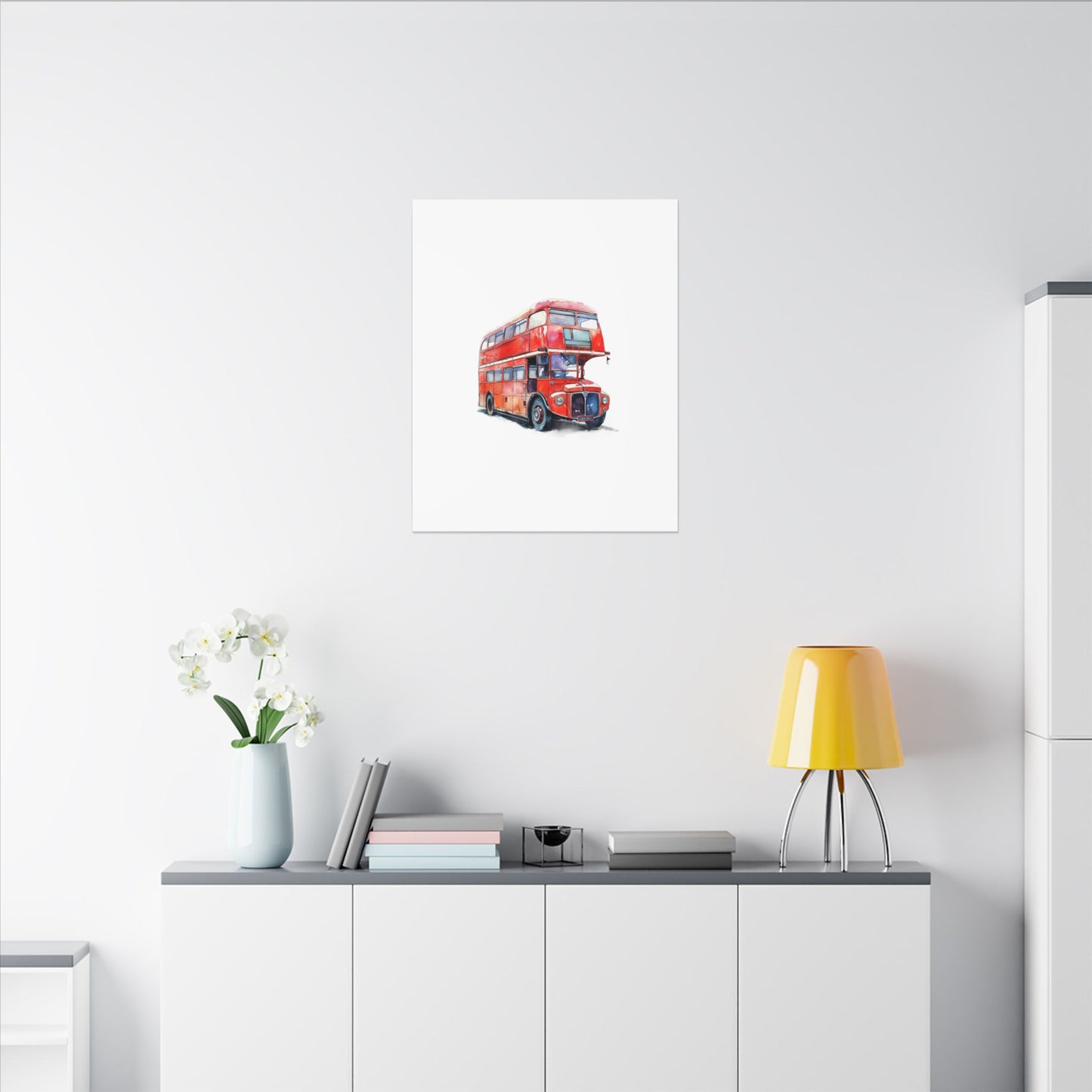 London Red Double-Decker Bus Art Canvas Print, Wall Decor for Travel Lovers, Home Office Gift, Unique Artwork for All Occasions