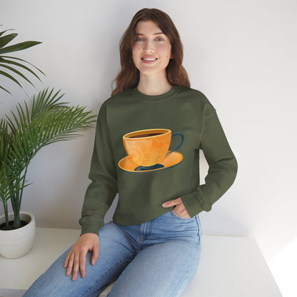 Unisex Heavy Blend™ Crewneck Sweatshirt - Elegant British Tea Cup - Classic Tea Time Style