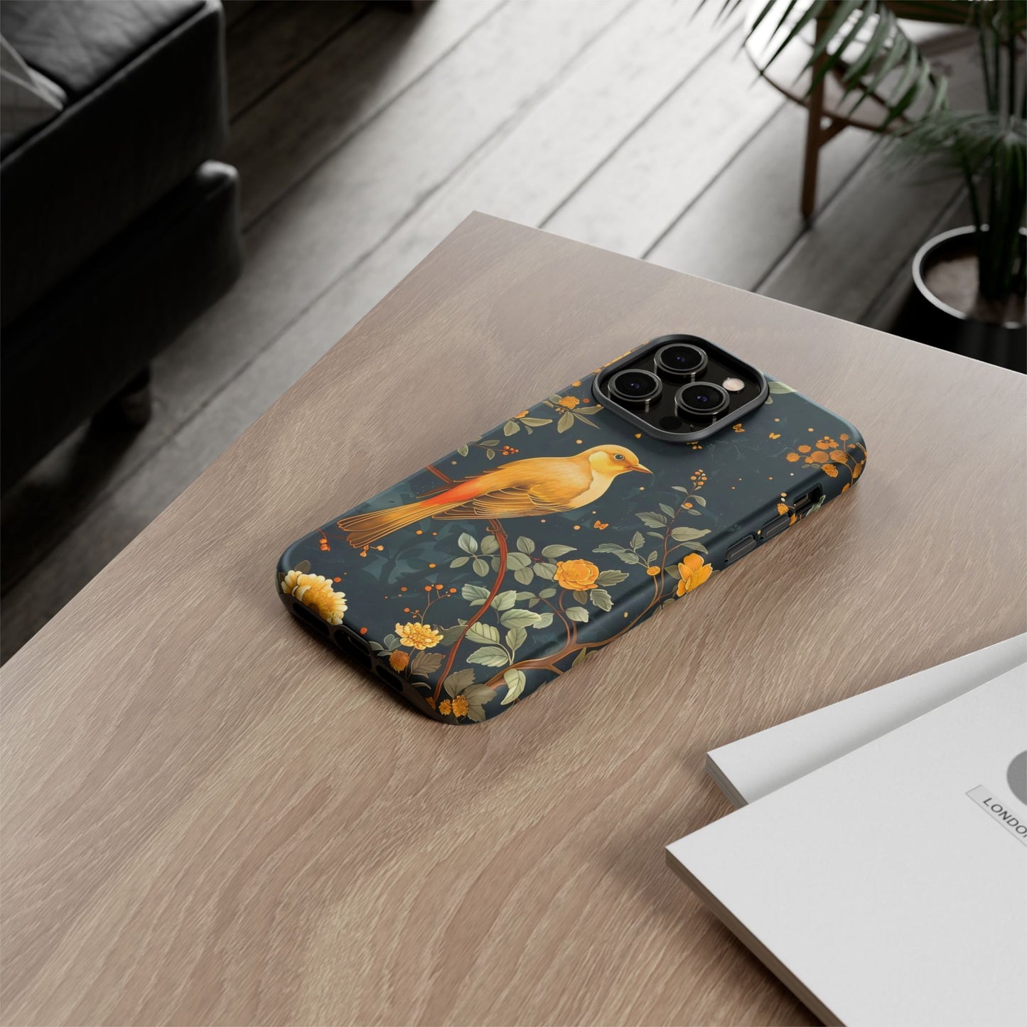 Floral Phone Case, Tough Cases with Bird Design, Nature Lover Gift, Stylish Protection, Birthday Present, Floral Phone Cover