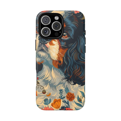 Cavalier King Charles Spaniel Phone Case, Floral Dog Lover Gift, Tough Phone Cover, Pet Owner Accessory, Unique Dog Design