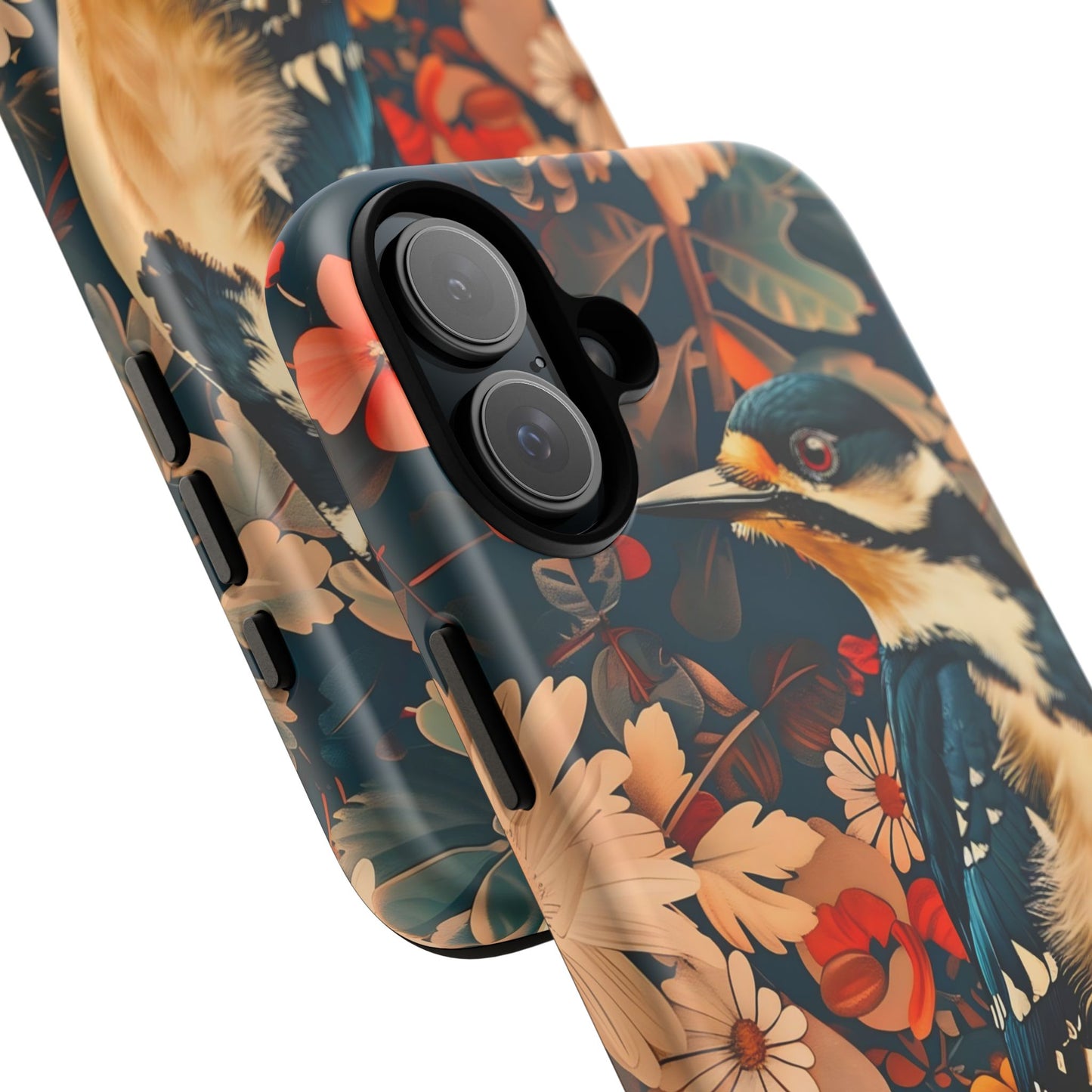 Artistic Bird Phone Case, Unique Tough Cases for Nature Lovers, Floral Design, Cute Gift, Customized Phone Accessories