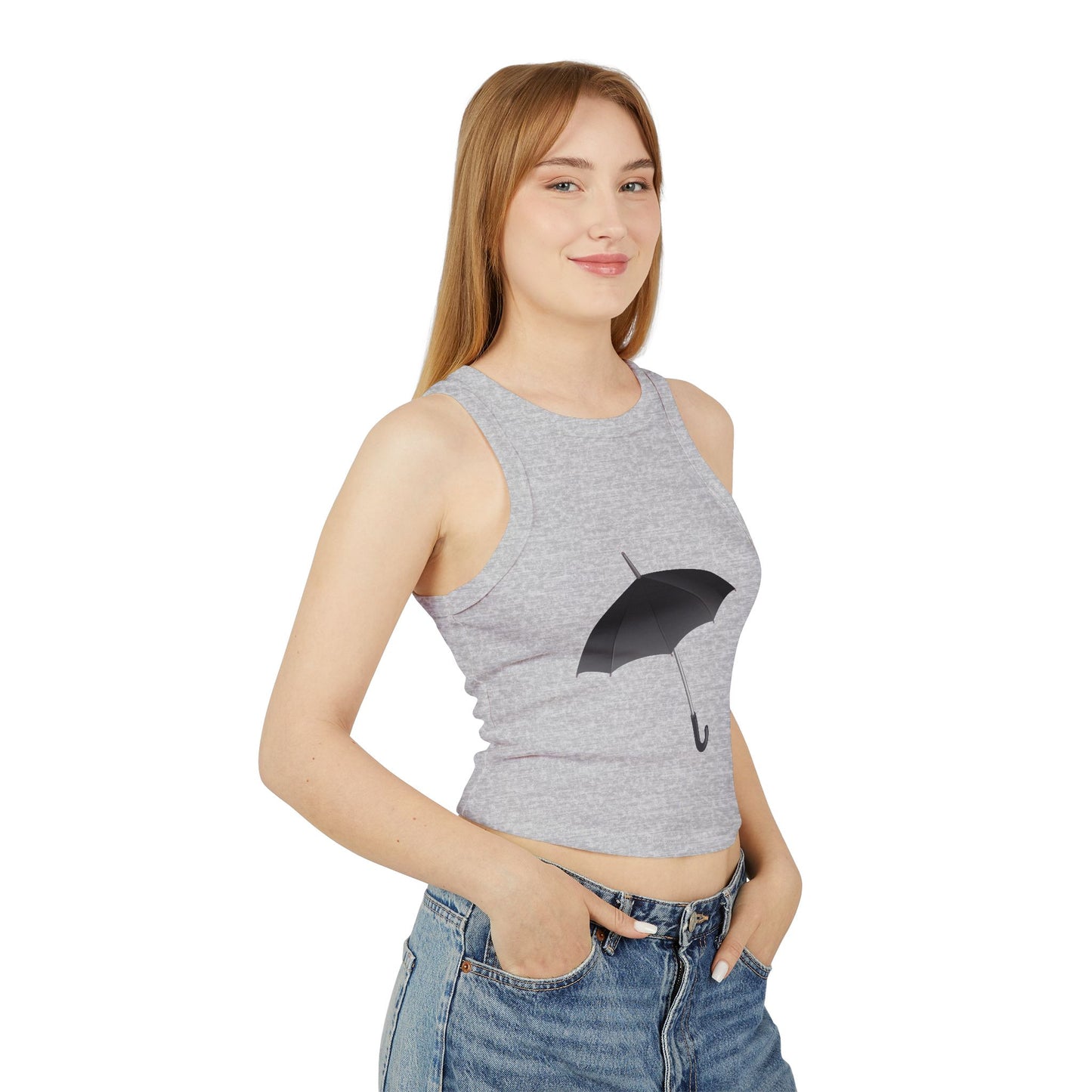 Women's Micro Rib Racer Tank Top - Regal Royal Umbrella - Elegant and Majestic Design