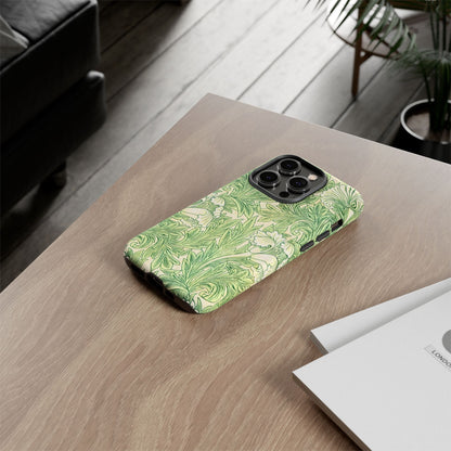 Green Floral Phone Case, Botanical iPhone Cover, Tough Phone Shell, Nature-inspired Gift, Eco-friendly Tech Accessory