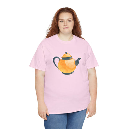 Unisex Heavy Cotton Tee - Classic British Tea Kettle - Timeless Elegance in Tea Time
