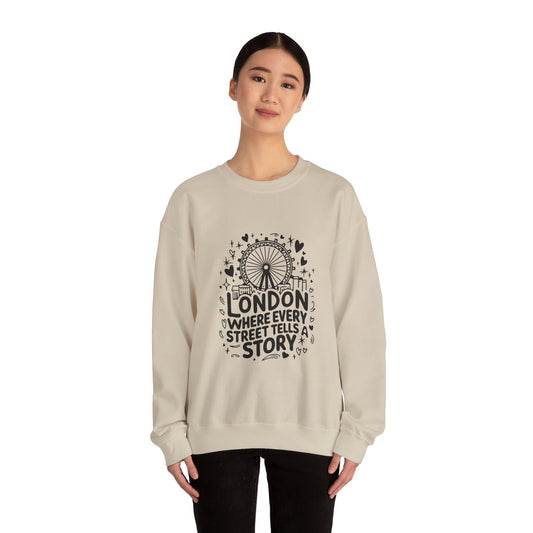 Unisex Heavy Blend™ Crewneck Sweatshirt - London Story Telling Streets