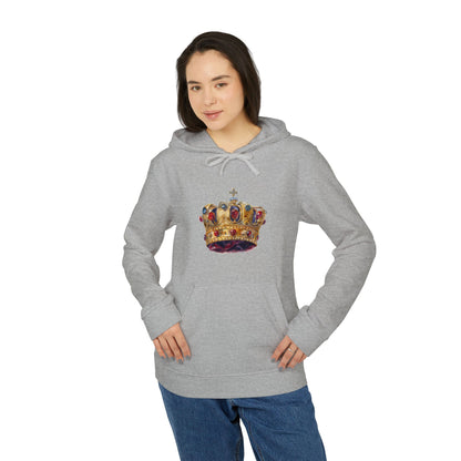 Fleece Hoodie - Unisex Adidas - Royal Crown - British Royal Crown Design - Iconic Symbol of Monarchy