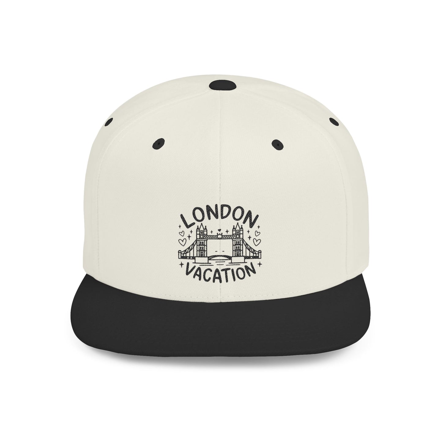 London Vacation Flat Bill Snapback Hat, Travel Cap, Summer Accessory, Gift for Travelers, Vacation Memories