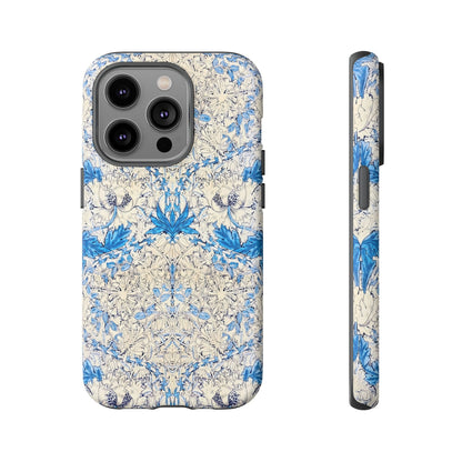 Elegant Floral Phone Case, Tough iPhone Cover, Stylish Mobile Protector, Blue Patterned Case, Unique Gift for Her
