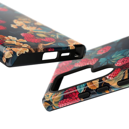 Floral Phone Case with Berry Design, Durable Phone Cover, Floral Print, Gift for Plant Lovers, Nature-Inspired Accessory