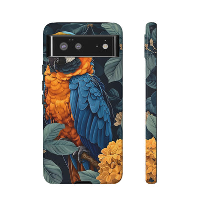 Tropical Parrot Phone Case - Tough Cases, Colorful Phone Cover, Nature Lover Gift, Floral Design, Bird Lover Accessory