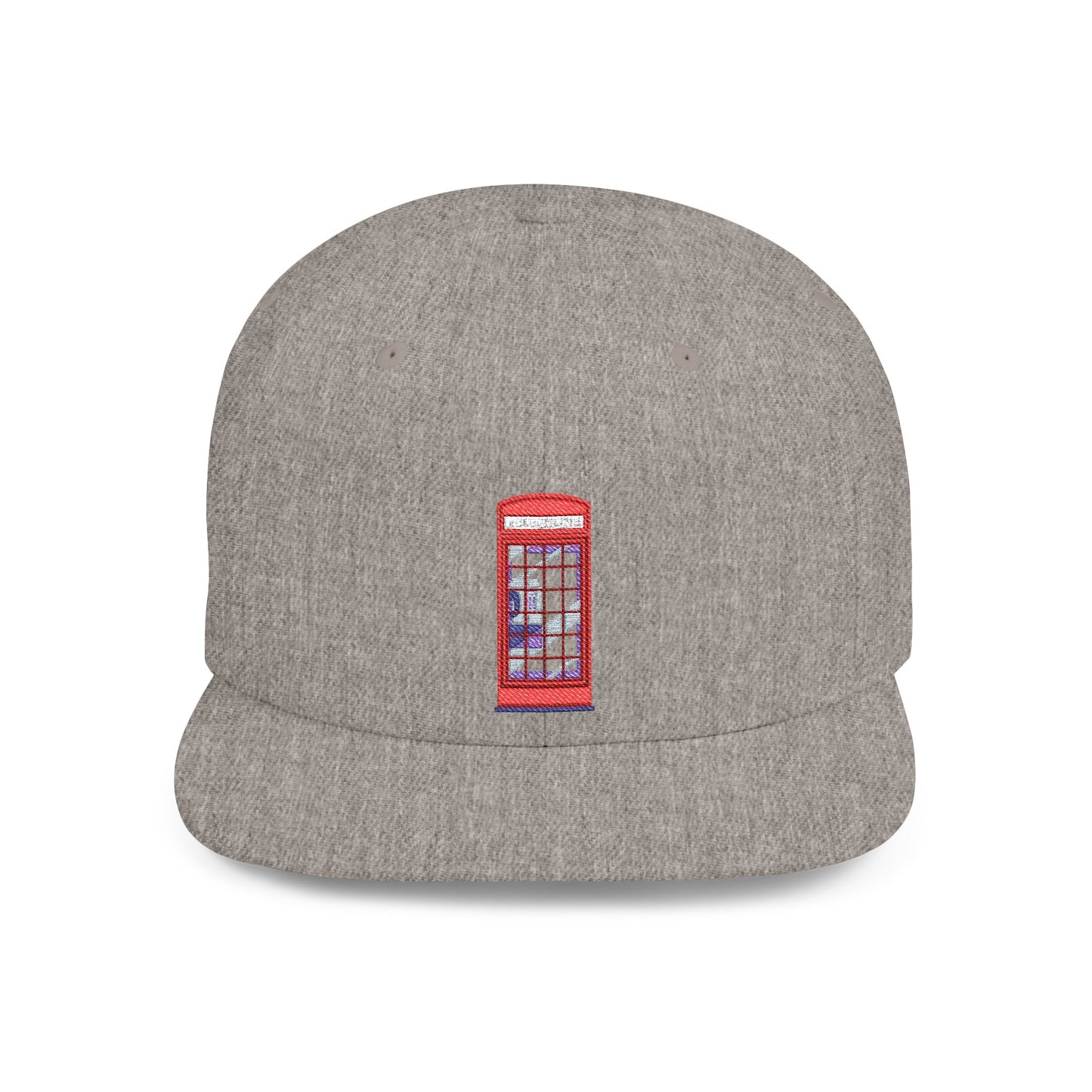 Red Telephone Booth Front View Flat Bill Snapback
