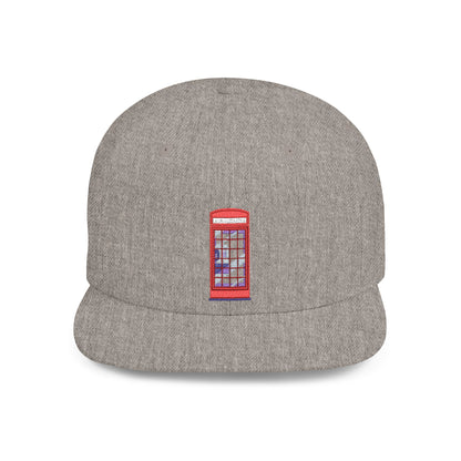 Red Telephone Booth Front View Flat Bill Snapback