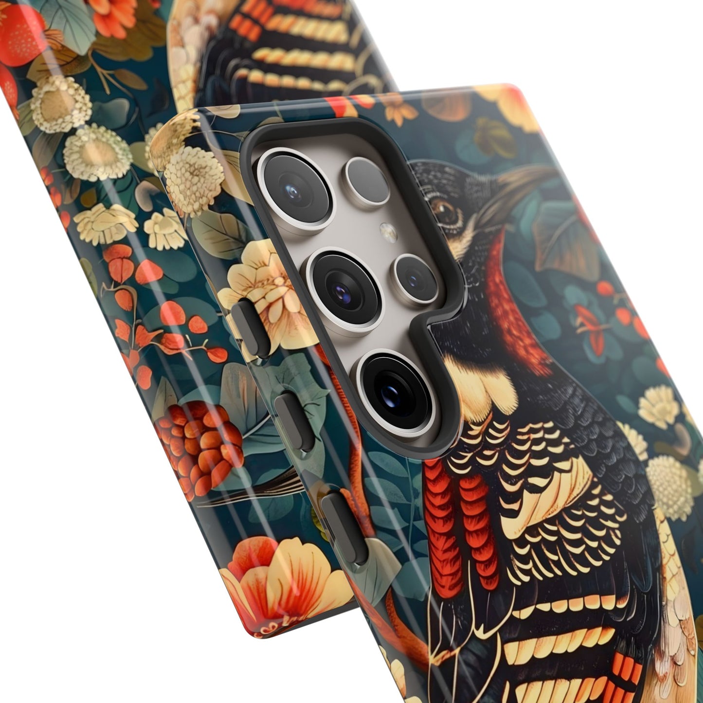 Nature-Inspired Phone Case with Floral Art, Tough Phone Cover, Protective Case, Gift for Nature Lovers, Unique Phone Accessory