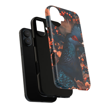 Vibrant Phone Case with Floral Peacock Design - Tough Cases, Artistic Phone Cover, Unique Gift for Nature Lovers, Stand Out Tech Accessory