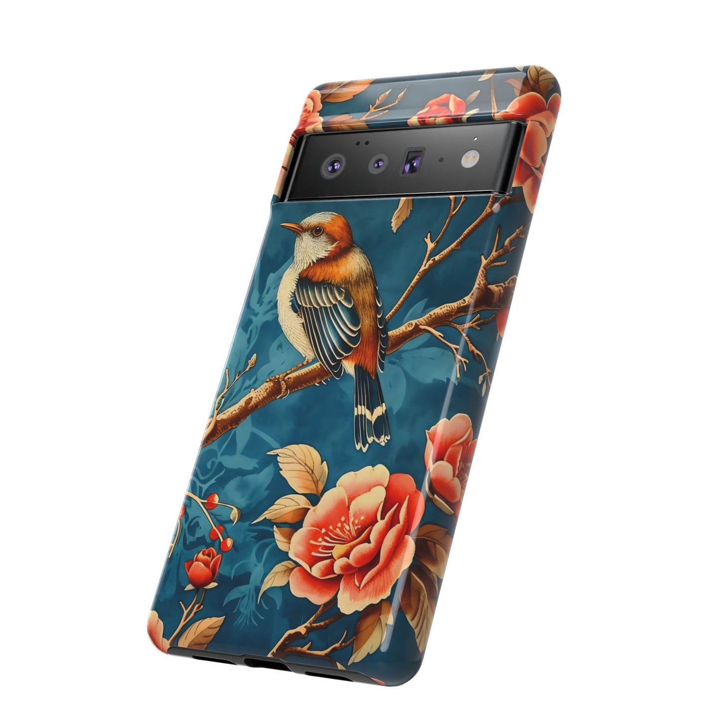 Bird & Floral Phone Case, Tough Cases for Nature Lovers, Gift for Her, Customizable Design, Vibrant Tech Accessories