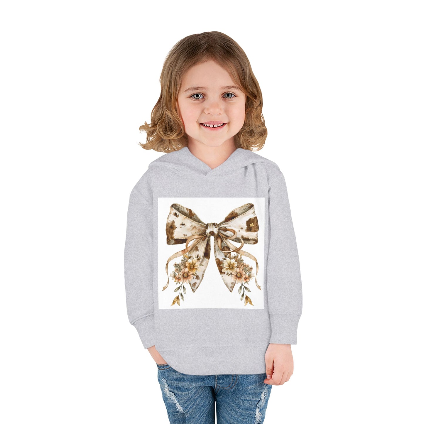 Floral Bow Toddler Hoodie - Cozy Pullover for Little Ones