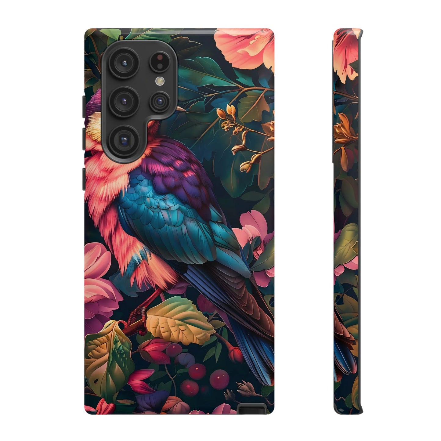 Vibrant Phone Case, Tropical Bird Design, Tough Phone Cover, Floral Tech Accessory, Gift for Nature Lovers