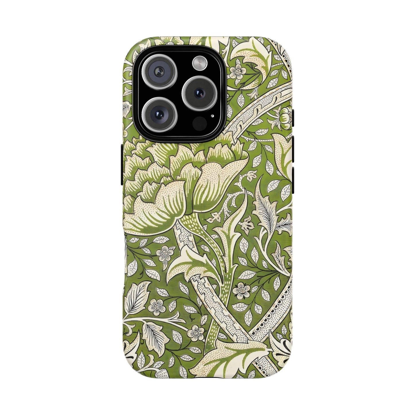 Stylish Phone Case with Floral Design, Durable Protective Cover for iPhone, Unique Gift for Birthdays, Mother's Day, Green Aesthetic