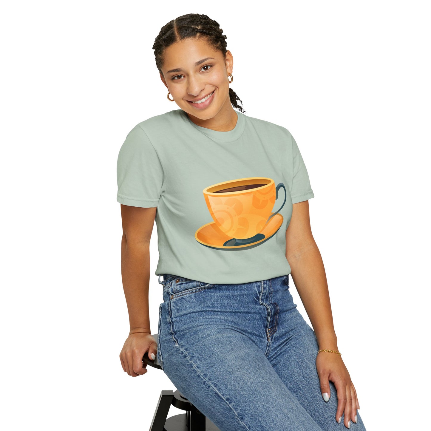 Unisex Garment-Dyed T-shirt - Elegant British Tea Cup - Classic Tea Time Style