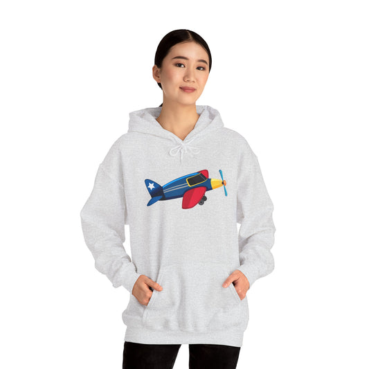 Unisex Heavy Blend™ Hooded Sweatshirt - Colorful Vintage Airplane Illustration - Retro Aviation