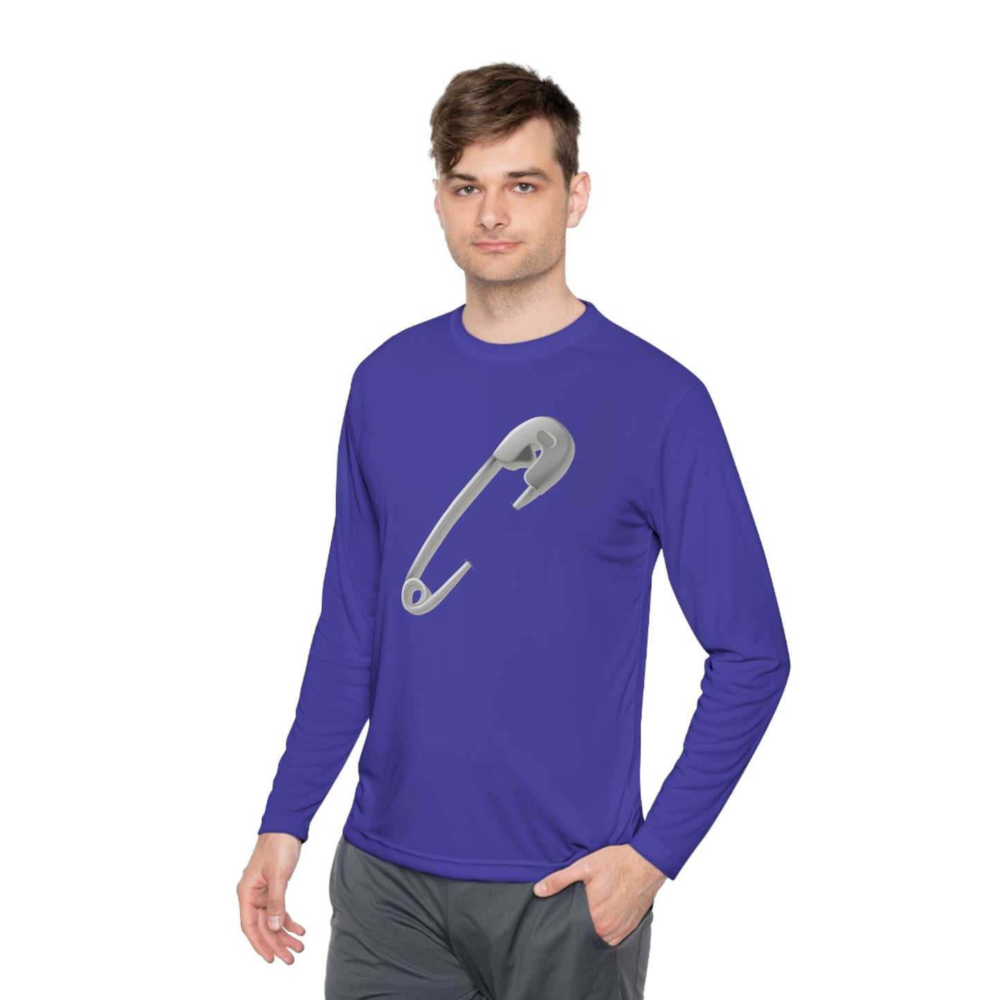Unisex Lightweight Long Sleeve Tee - Minimalist Safety Pin
