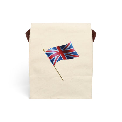 Union Jack Flag in Motion Canvas Lunch Bag With Strap